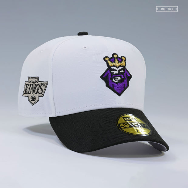LOS ANGELES KINGS 1997-1998 ALTERNATE GLACIAL WHITE JET BLACK NEW ERA FITTED CAP