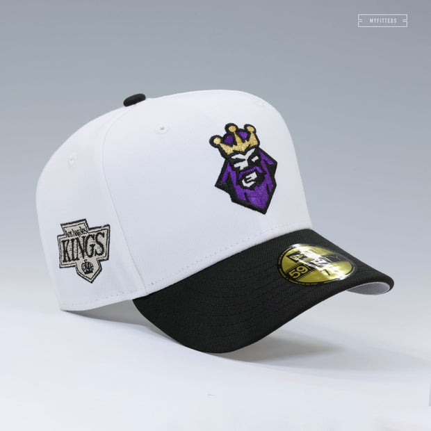 LOS ANGELES KINGS 1997-1998 ALTERNATE GLACIAL WHITE JET BLACK NEW ERA FITTED CAP