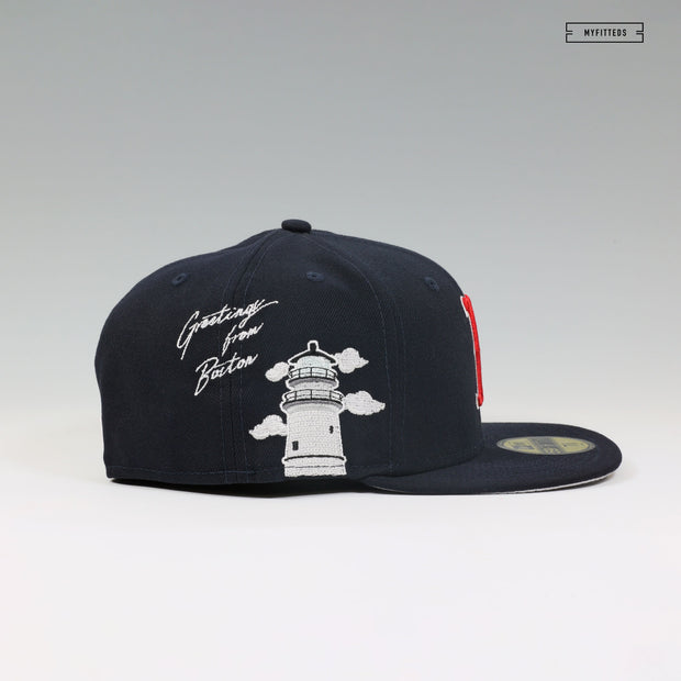 BOSTON RED SOX GREETINGS FROM BOSTON CLOUD ICON LIGHTHOUSE NEW ERA FITTED CAP