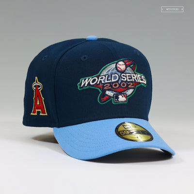 ANAHEIM ANGELS 2002 MLB WORLD SERIES FRONT NIGHTSHADE ULTRA BLUE NEW ERA FITTED CAP