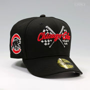 CHICAGO CUBS SPEEDWAY CLASSIC JET BLACK SCARLET AIR MAX 95 INSPIRED NEW ERA FITETD CAP
