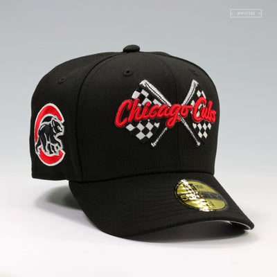 CHICAGO CUBS SPEEDWAY CLASSIC JET BLACK SCARLET AIR MAX 95 INSPIRED NEW ERA FITETD CAP