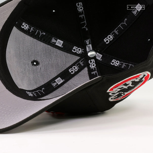 CHICAGO CUBS SPEEDWAY CLASSIC JET BLACK SCARLET AIR MAX 95 INSPIRED NEW ERA FITETD CAP