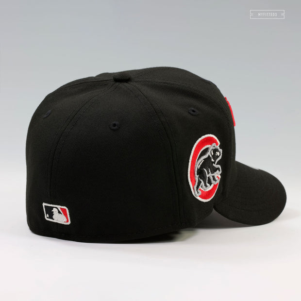 CHICAGO CUBS SPEEDWAY CLASSIC JET BLACK SCARLET AIR MAX 95 INSPIRED NEW ERA FITETD CAP