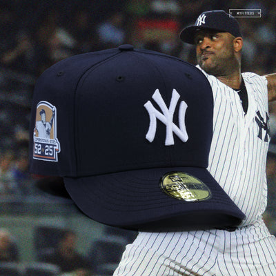 NEW YORK YANKEES CC SABATHIA 52 IN 25 COOPERSTOWN HOF ON-FIELD NEW ERA FITTED CAP