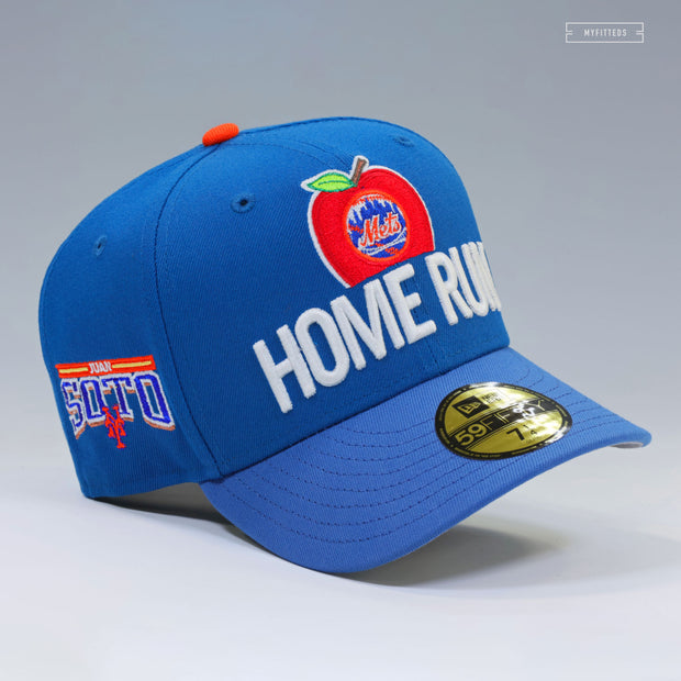 NEW YORK METS JUAN SOTO HOME RUN APPLE VINTAGE WEATHERED LOOK NEW ERA FITTED CAP