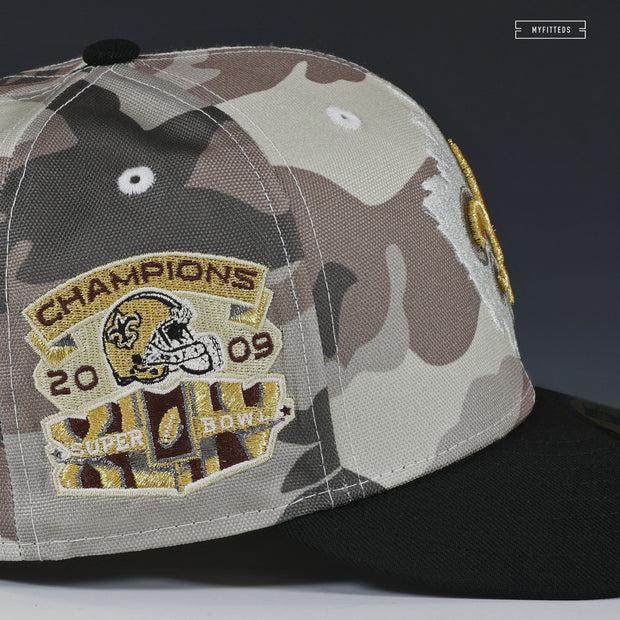 NEW ORLEANS SAINTS 2009 SUPER BOWL XLIV CHAMPIONS CAMO NEW ERA FITTED CAP