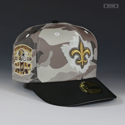 NEW ORLEANS SAINTS 2009 SUPER BOWL XLIV CHAMPIONS CAMO NEW ERA FITTED CAP