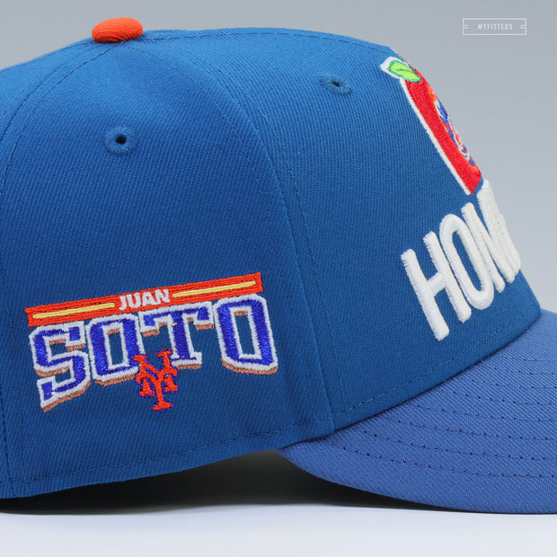 NEW YORK METS JUAN SOTO HOME RUN APPLE VINTAGE WEATHERED LOOK NEW ERA FITTED CAP