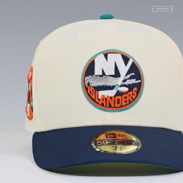 NEW YORK ISLANDERS PRIMARY NY LIGHTHOUSE SIDE PATCH OFF WHITE NEW ERA FITTED CAP