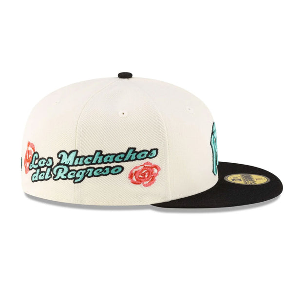 SULTANES DE MONTERREY OFF WHITE JET BLACK SEA CRYSTAL 2TONE ROSE NEW ERA FITTED CAP