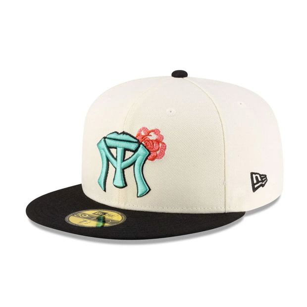 SULTANES DE MONTERREY OFF WHITE JET BLACK SEA CRYSTAL 2TONE ROSE NEW ERA FITTED CAP