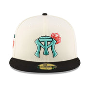 SULTANES DE MONTERREY OFF WHITE JET BLACK SEA CRYSTAL 2TONE ROSE NEW ERA FITTED CAP