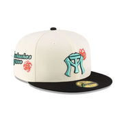 SULTANES DE MONTERREY OFF WHITE JET BLACK SEA CRYSTAL 2TONE ROSE NEW ERA FITTED CAP