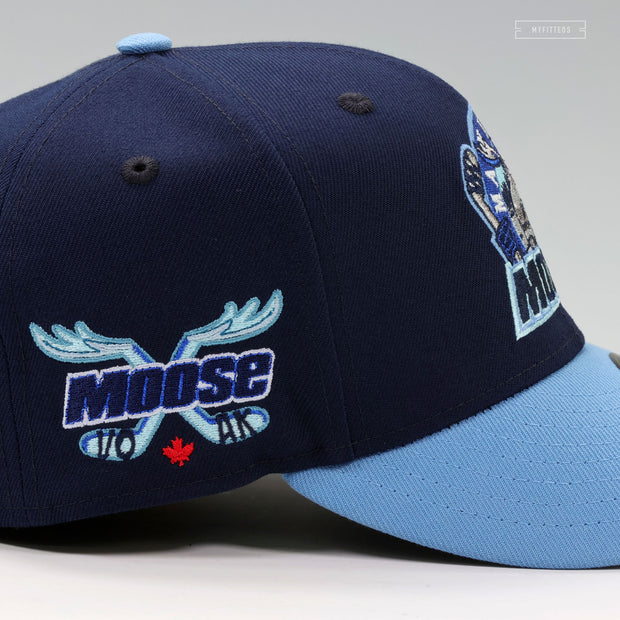 MANITOBA MOOSE RETRO CROSS MOOSE HORN HOCKEY STICKS UNC COLORWAY NEW ERA CAP