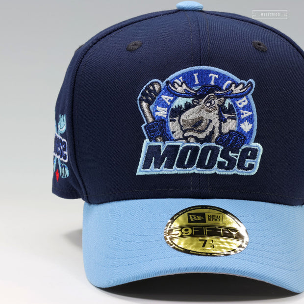 MANITOBA MOOSE RETRO CROSS MOOSE HORN HOCKEY STICKS UNC COLORWAY NEW ERA CAP