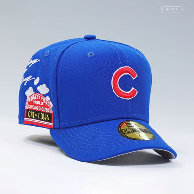 CHICAGO CUBS GREETINGS FROM CHICAGO CHI-TOWN WRIGLEY FIELD NEW ERA FITTED CAP