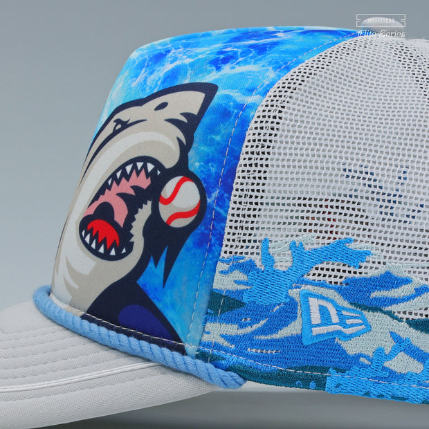 CLEARWATER THRESHERS JAWS UNIVERSAL STUDIOS TRUCKER MESH ELITE SERIES A-FRAME NEW ERA FITTED CAP