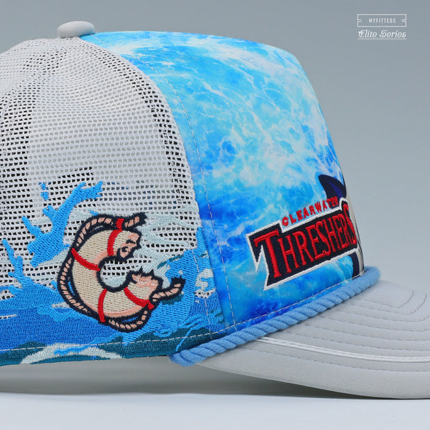 CLEARWATER THRESHERS JAWS UNIVERSAL STUDIOS TRUCKER MESH ELITE SERIES A-FRAME NEW ERA FITTED CAP