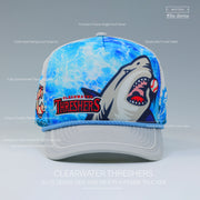 CLEARWATER THRESHERS JAWS UNIVERSAL STUDIOS TRUCKER MESH ELITE SERIES A-FRAME NEW ERA FITTED CAP