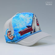 CLEARWATER THRESHERS JAWS UNIVERSAL STUDIOS TRUCKER MESH ELITE SERIES A-FRAME NEW ERA FITTED CAP