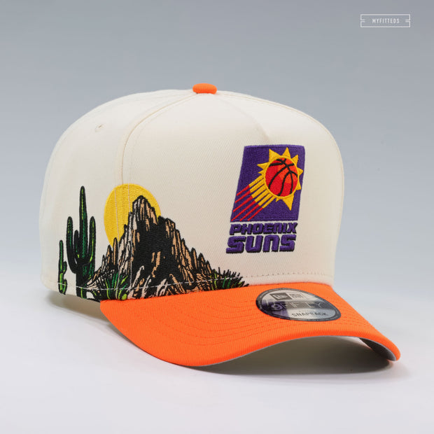 PHOENIX SUNS THE VALLEY NBA HARDWOOD CLASSICS OFF WHITE 9FIFTY A-FRAME NEW ERA SNAPBACK
