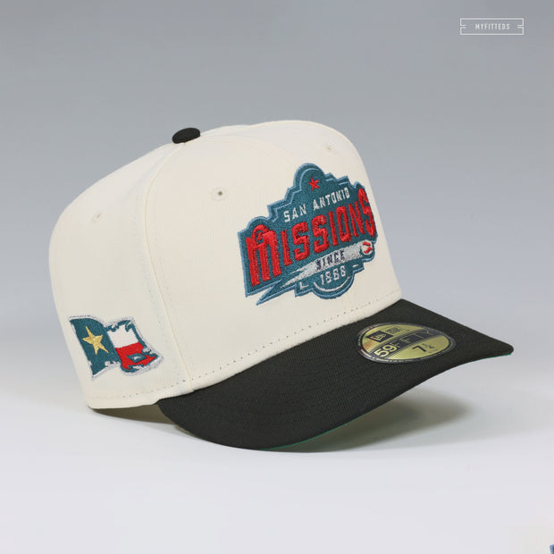 SAN ANTONIO MISSIONS SINCE 1888 BATTLE FLAG OFF WHITE NEW ERA FITTED HAT