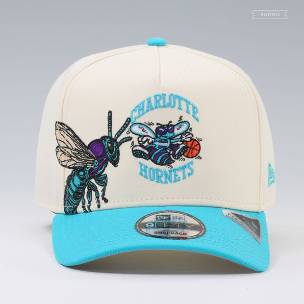 CHARLOTTE HORNETS QUEEN HORNET NBA HWC OFF WHITE 9FIFTY A-FRAME NEW ERA SNAPBACK