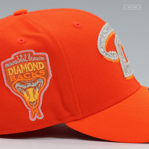ARIZONA DIAMONDBACKS 1998 INAUGURAL SEASON THE ORANGE MAMBA NEW ERA FITTED CAP