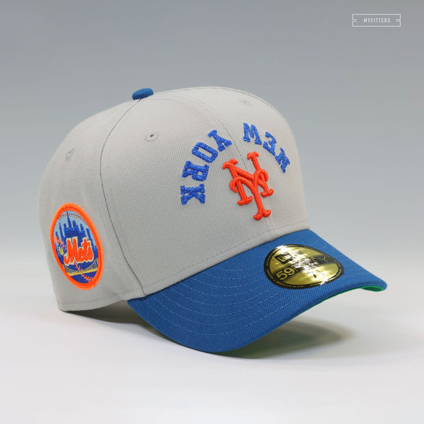 NEW YORK METS UPSIDE DOWN ARCH CHAIN STITCHED ROAD JERSEY INSPIRED NEW ERA FITTED CAP