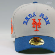 NEW YORK METS UPSIDE DOWN ARCH CHAIN STITCHED ROAD JERSEY INSPIRED NEW ERA FITTED CAP