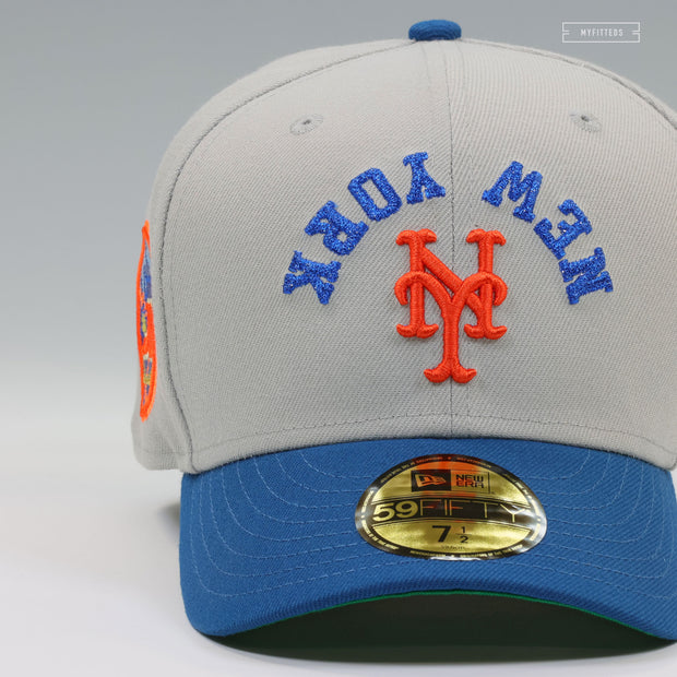 NEW YORK METS UPSIDE DOWN ARCH CHAIN STITCHED ROAD JERSEY INSPIRED NEW ERA FITTED CAP