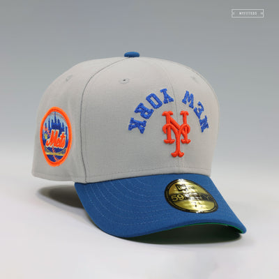 NEW YORK METS UPSIDE DOWN ARCH CHAIN STITCHED ROAD JERSEY INSPIRED NEW ERA FITTED CAP