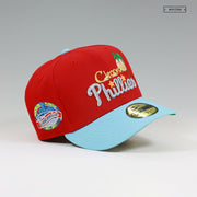 CLEARWATER PHILLIES CENTENNIAL SANGUINE RED DAYLIGHT NEW ERA FITTED CAP