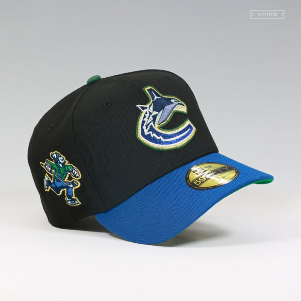 VANCOUVER CANUCKS X JOHNNY CANUCK JET BLACK SEASHORE SLATE NEW ERA FITTED CAP