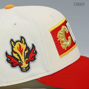 CALGARY FLAMES NHL OFF WHITE RADIANT RED GLOW IN THE DARK NEW ERA FITTED CAP