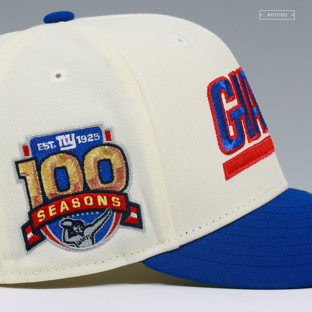 NEW YORK GIANTS 100TH ANNIVERSARY OFF WHITE 90'S VINTAGE NEW ERA FITTED CAP