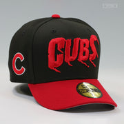 CHICAGO CUBS THE THRILLER BLOODY CUB CHAIN STITCHED JET BLACK SCARLET NEW ERA FITTED CAP