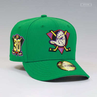 ANAHEIM MIGHTY DUCKS 30TH ANNIVERSARY DISTRICT 5 SOLID GREEN NEW ERA FITTED CAP