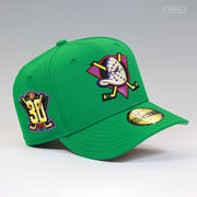 ANAHEIM MIGHTY DUCKS 30TH ANNIVERSARY DISTRICT 5 SOLID GREEN NEW ERA FITTED CAP