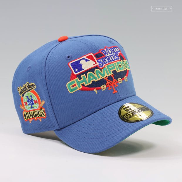 NEW YORK METS 1986 WORLD SERIES CHAMPIONS VINTAGE WEATHERED LOOK NEW ERA FITTED CAP
