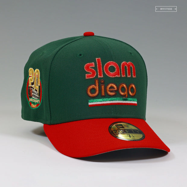 SAN DIEGO PADRES PETCO PARK 20TH ANNIVERSARY SLAM DIEGO MEXICO FLAG NEW ERA FITTED CAP