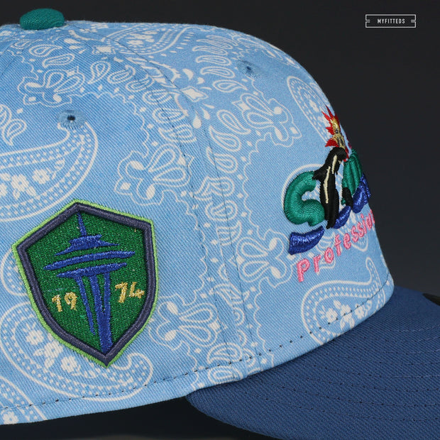 SEATTLE SOUNDERS RETRO PROFESSIONAL SOCCER ORCA PAISLEY NEW ERA FITTED CAP