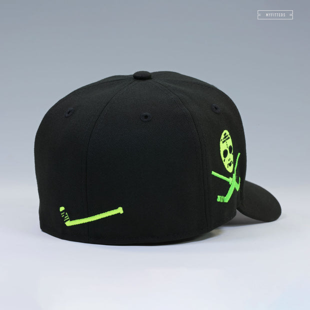 LOS ANGELES KINGS CROSS HOCKEY STICKS AND MASK AIR MAX 95 OG NEON YELLOW NEW ERA FITTED CAP