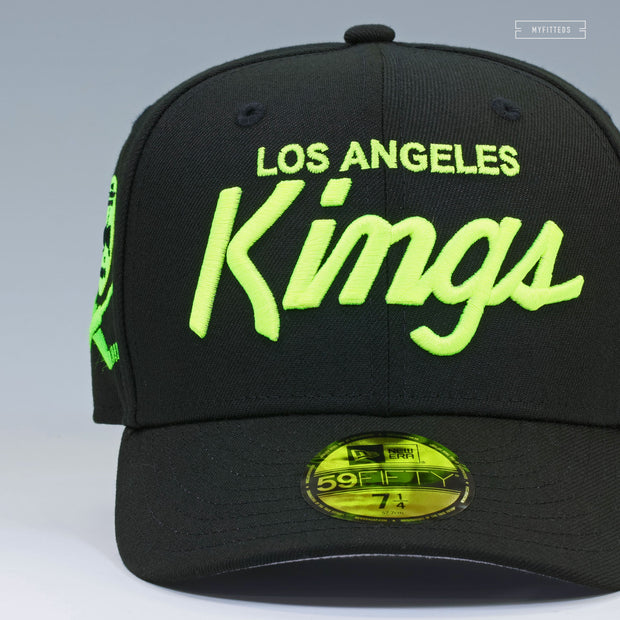 LOS ANGELES KINGS CROSS HOCKEY STICKS AND MASK AIR MAX 95 OG NEON YELLOW NEW ERA FITTED CAP