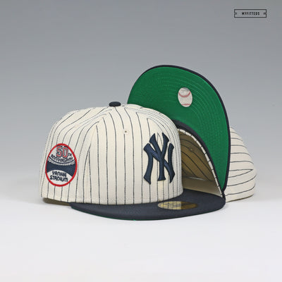 NEW YORK YANKESS 50TH ANNIVERSARY EMBROIDERED PINSTRIPES NEW ERA FITTED CAP