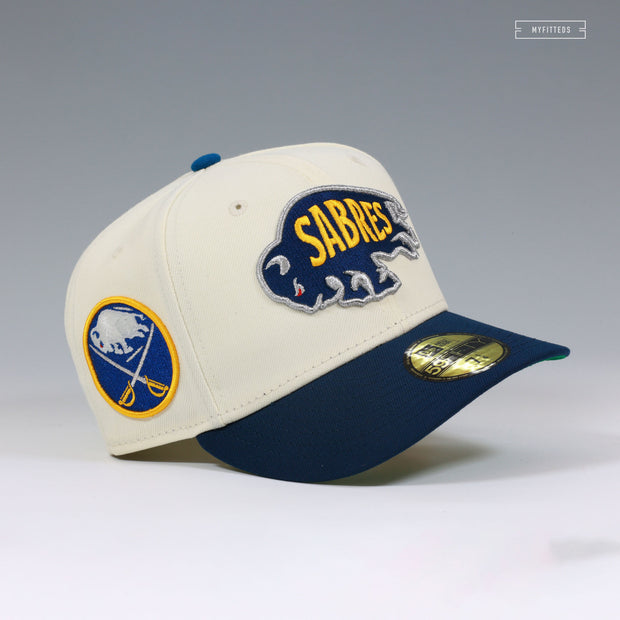 BUFFALO SABRES NHL OFF WHITE NIGHTSHADE SEASHORE SLATE NEW ERA FITTED CAP