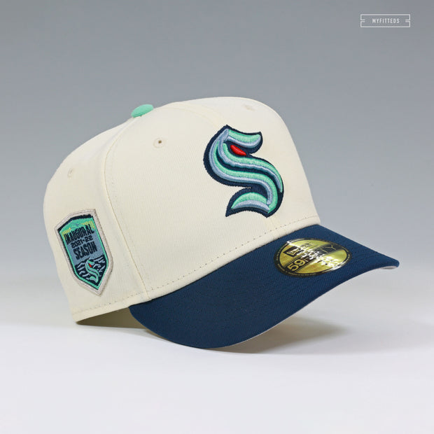 SEATTLE KRAKEN NHL 2021-2022 INAUGURAL SEASON OFF WHITE NEW ERA FITTED CAP