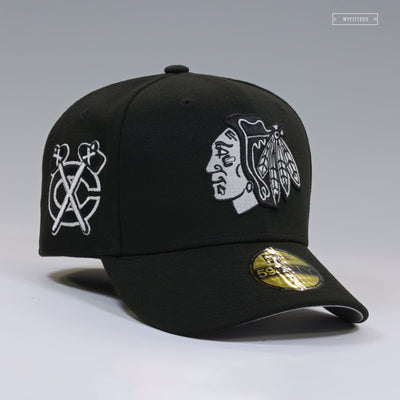 CHICAGO BLACKHAWKS CLASSIC JET BLACK AND GLOW IN THE DARK NEW ERA FITTED CAP