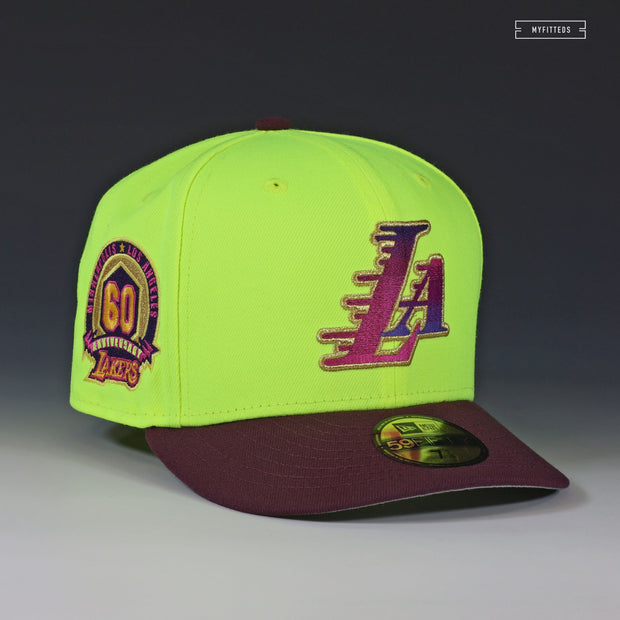 LOS ANGELES LAKERS 60TH ANNIVERSARY NEON GRADIENCE NEW ERA FITTED CAP